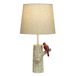 Настольная лампа с тканевым абажуром и основанием в виде птицы на дереве Simurq варинант исполнения - 1 | Loft Concept в Омске