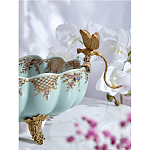 Чаша из голубого фарфора на бронзовых ножках с рисунком цветов и фигурками стрекоз Blue Garden варинант исполнения - 6 | Loft Concept в Омске