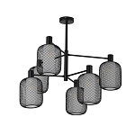 Люстра потолочная с абажурами из металлической сетки Loft Grid Pendant Gold варинант исполнения - 5 | Loft Concept в Омске