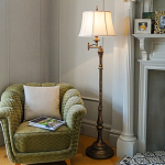 Торшер классического стиля цвета темная бронза с бежевым льяным абажуром Feiss варинант исполнения - 2 | Loft Concept в Омске