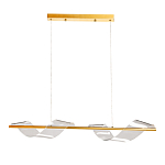 Люстра линейная золотистого цвета с двумя прозрачными волнистыми элементами Wave Line варинант исполнения - 2 | Loft Concept в Омске