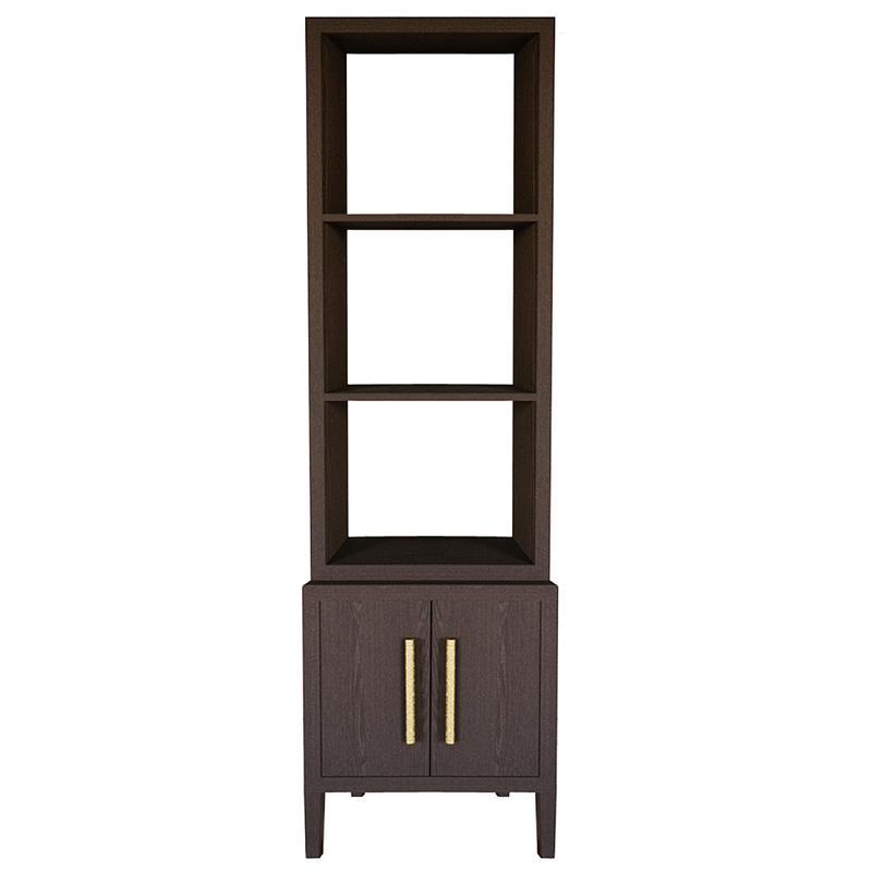 Этажерка Primo с тумбой шпон темный орех Темный дуб Золотой в Омске | Loft Concept 