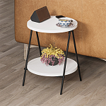 Стол приставной с 2-мя круглыми белыми столешницами ESSEL SIDE TABLE WHITE варинант исполнения - 8 | Loft Concept в Омске