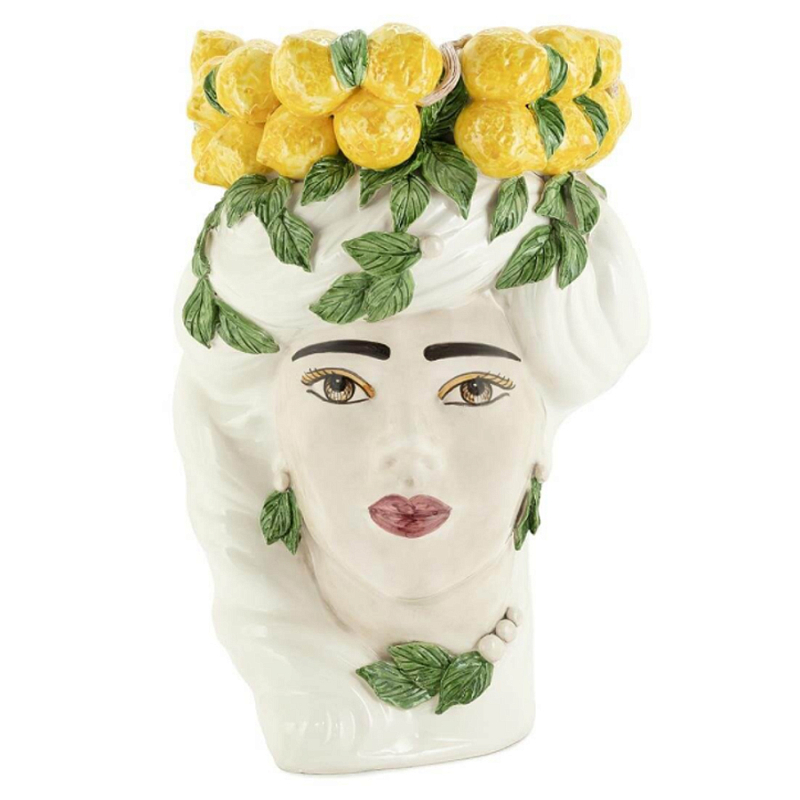 Ваза VASE LEMON HEAD LADY BIG Желтый Белый в Омске | Loft Concept 