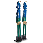 Комплект из 2-х деревянных статуэток Asmat Statuettes Blue Green варинант исполнения - 5 | Loft Concept в Омске