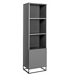 Стеллаж книжный цвета графит с 3-мя открытыми полками и дверкой Strict Lines варинант исполнения - 1 | Loft Concept в Омске