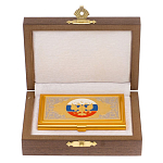 Визитница карманная металлическая с гравюрой Герба России в подарочной коробке Gold Metal Business Card Holders варинант исполнения - 3 | Loft Concept в Омске