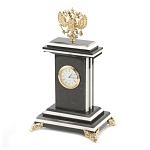 Часы настольные бронзовые с Гербом России из натурального камня Змевик Stone Clock варинант исполнения - 2 | Loft Concept в Омске