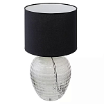 Настольная лампа с черным цилиндрическим тканевым абажуром и фактурным прозрачным основанием Black Cone варинант исполнения - 1 | Loft Concept в Омске