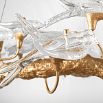 Люстра подвесная с прозрачными стеклянными птичками на ветвях Диаметр 80 см Serip Voa варинант исполнения - 9 | Loft Concept в Омске