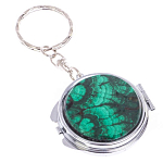 Зеркало брелок карманное двухстороннее из натурального камня Малахит Stone Mirrors варинант исполнения - 4 | Loft Concept в Омске