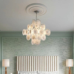 Люстра  с каскадом из круглых декоративных элементов  White Clear Glass Chandelier варинант исполнения - 5 | Loft Concept в Омске