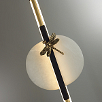 Подвесной светильник с шарообразным плафоном из алебастра и бронзовой декоративной стрекозой Alaris  варинант исполнения - 6 | Loft Concept в Омске