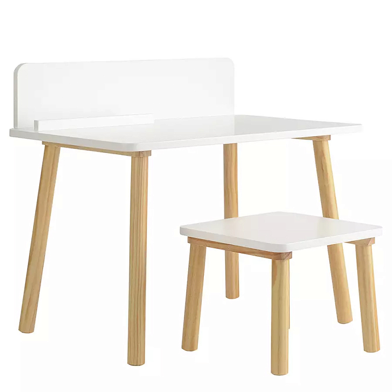 Набор детской мебели белый Childrens Table with Stool Белый Голубой в Омске | Loft Concept 