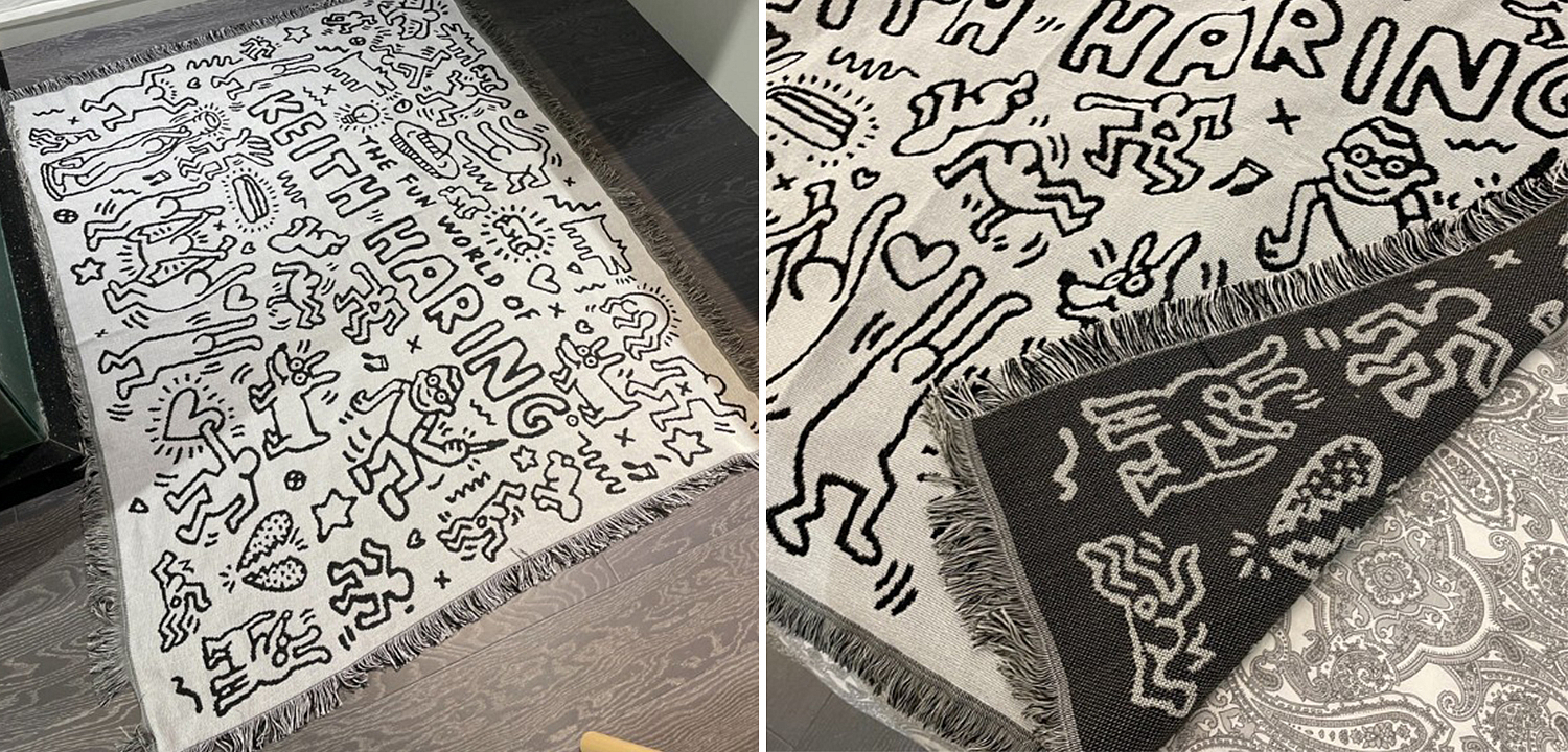 Покрывало граффити черно-белое Кит Харинг Keith Haring Bed Сover Покрывало граффити черно-белое Кит Харинг Keith Haring Bed Сover - Loft-Concept в Омске