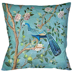 Подушка декоративная с изображением птицы в саду Chinoiserie Peacock in the Garden Cushion варинант исполнения - 1 | Loft Concept в Омске