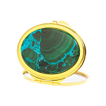 Зеркало карманное складное овальное из натурального камня Малахит с Хризоколлой Gold Stone Mirrors варинант исполнения - 2 | Loft Concept в Омске