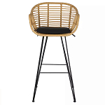 Стул барный с ротанговым плетением Half Bar Chair with Wicker с подлокотниками варинант исполнения - 1 | Loft Concept в Омске