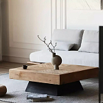 Дизайнерский журнальный стол квадратный с черным трапециевидным основанием Wokab варинант исполнения - 3 | Loft Concept в Омске