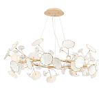 Люстра круглая с белыми лепестками из керамики и прозрачными хрустальными цветками Диаметр 82 см Wintery flovers варинант исполнения - 1 | Loft Concept в Омске