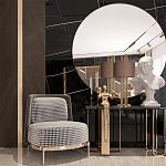 Настольная лампа с цилиндрическим абажуром из коричневой ткани и золотыми трубочками Brown Aura варинант исполнения - 4 | Loft Concept в Омске