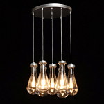 Люстра с 7-ю прозрачными плафонами из стекла в форме капли на круглом потолочном основании цвета хром Lucid Rain  варинант исполнения - 3 | Loft Concept в Омске