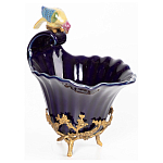 Чаша темно-синего цвета из фарфора с разноцветной птичкой Eden Garden porcelain and bronze варинант исполнения - 12 | Loft Concept в Омске