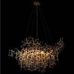 Подвесная люстра в виде ветвей деревьев золотого цвета с прозрачными подвесками-каплями 10 и 14 ламп Droplet Chandelier варинант исполнения - 4 | Loft Concept в Омске