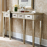 Консоль зеркальная в цвете шампань с 3-мя ящиками Hyaloid варинант исполнения - 1 | Loft Concept в Омске