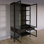 Витрина Primo со стеклянными фасадами и 2 ящиками Темный орех варинант исполнения - 6 | Loft Concept в Омске