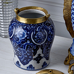 Ваза с насыщенным синим орнаментом и золотой крышкой Blue & White Ornament  варинант исполнения - 4 | Loft Concept в Омске