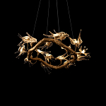 Люстра подвесная с прозрачными стеклянными птичками на ветвях Диаметр 80 см Serip Voa варинант исполнения - 8 | Loft Concept в Омске