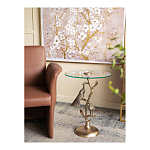 Столик с круглой стеклянной столешницей и корпусом в виде двух павлинов на ветке Table Two Peacocks варинант исполнения - 7 | Loft Concept в Омске