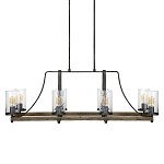 Люстра подвесная с восемью прозрачными стеклянными цилиндрическими плафонами в стиле лофт Feiss варинант исполнения - 1 | Loft Concept в Омске