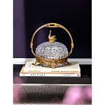 Конфетница из прозрачного рельефного стекла с ручкой и фигуркой лебедя Eden Garden варинант исполнения - 4 | Loft Concept в Омске