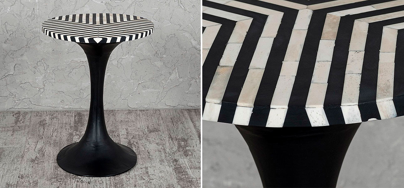 Столик круглый с черно-белой столешницей Black Bruce - Loft-Concept в Омске