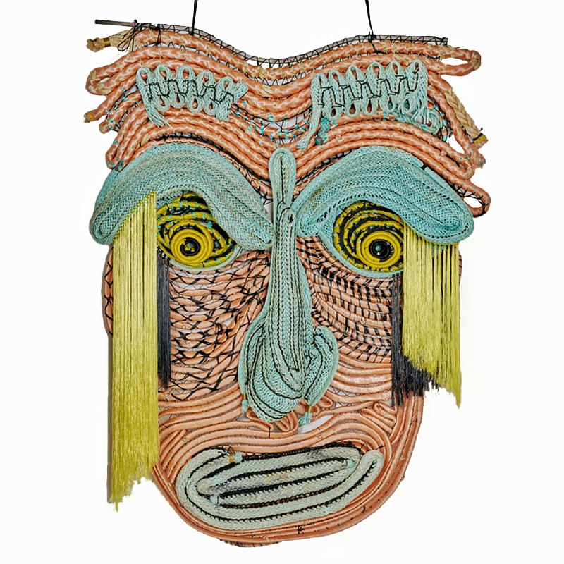 Арт-Объект из нитей Абстрактный портрет Joana Schneider  Бирюзовый Желтый в Омске | Loft Concept 