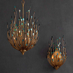 Бра настенное золотое с декором из бирюзовых элементов Peacock Tail варинант исполнения - 4 | Loft Concept в Омске