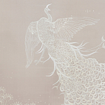 Обои ручная роспись в стиле Арт-деко Whistler Peacocks Special Colourway on Almost Mauve dyed silk варинант исполнения - 1 | Loft Concept в Омске