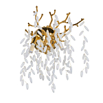 Бра золотого цвета с ветвями и белыми овальными стеклянными подвесками Droplet Chandelier варинант исполнения - 1 | Loft Concept в Омске