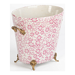 Кашпо из белого фарфора с розовым цветочным орнаментом Eden Garden варинант исполнения - 2 | Loft Concept в Омске