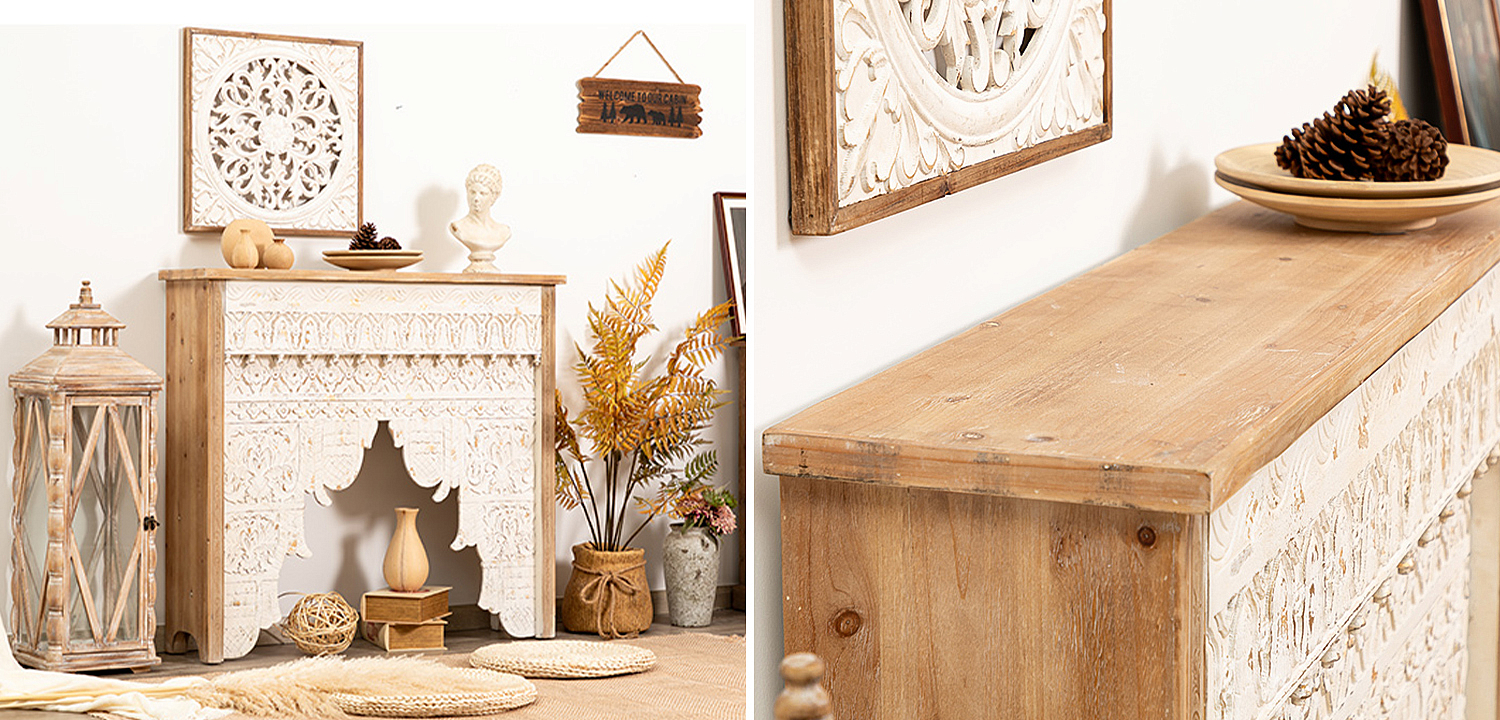 Консоль Indian Antique White Furniture Shakti Console Консоль Indian Antique White Furniture Shakti Console - Loft-Concept в Омске
