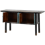 Деревянная консоль в китайском стиле с дверцами голубая Qin Console Table Blue варинант исполнения - 3 | Loft Concept в Омске