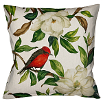 Декоративная подушка бежевая с изображением птиц и цветов Blooming Birds варинант исполнения - 1 | Loft Concept в Омске