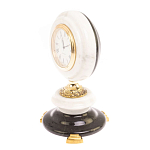 Часы настольные бронзовые из натуральных камней Мрамор и Змеевик Stone Clock варинант исполнения - 2 | Loft Concept в Омске