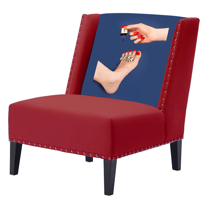 FUN Armchair "Pedicure" Red Дизайнерское кресло с цветным принтом Бургундский красный Сапфирово-синий в Омске | Loft Concept 