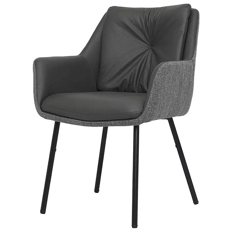 Стул с обивкой из экокожи и рогожки Chair with Back Pillow Серый Коричневый Стул с обивкой из экокожи и рогожки Chair with Back Pillow Серый Коричневый в Омске | Loft Concept