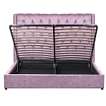 Кровать двуспальная фиолетовая с основанием из массива дерева с мягким изголовьем Velour Beds варинант исполнения - 3 | Loft Concept в Омске