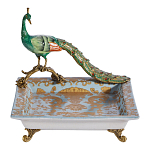 Блюдо квадратное с павлином на бронзовых ножках Eden Garden варинант исполнения - 1 | Loft Concept в Омске