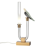 Настольная лампа с прозрачной трубкой и декоративной фигуркой птицы на бронзовой подставке Ganthea варинант исполнения - 2 | Loft Concept в Омске